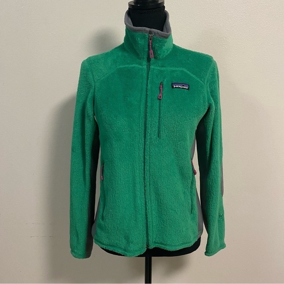 Patagonia Jacket Women’s Size Small Green Gray Full zip fleece jacket Green - Picture 1 of 17